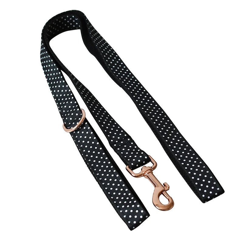 Collier pour Chien Noir à Pois avec Nœud Papillon – Gravure Personnalisée & Laisse - Noble Truffe