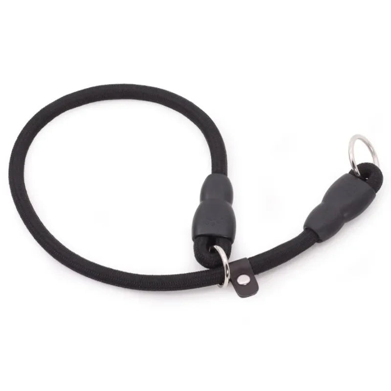 collier ajustable pour chien noir solide, en nylon avec finitions renforcées