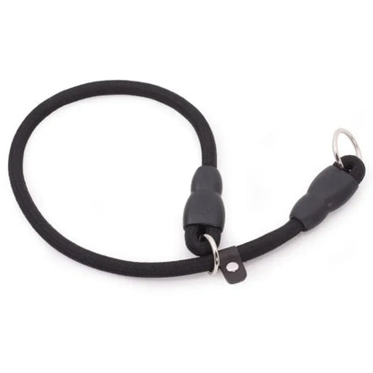 collier ajustable pour chien noir solide, en nylon avec finitions renforcées
