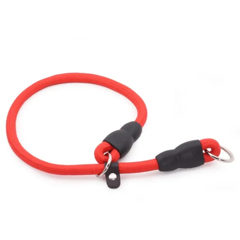 collier ajustable pour chien rouge en nylon robuste avec anneau métallique