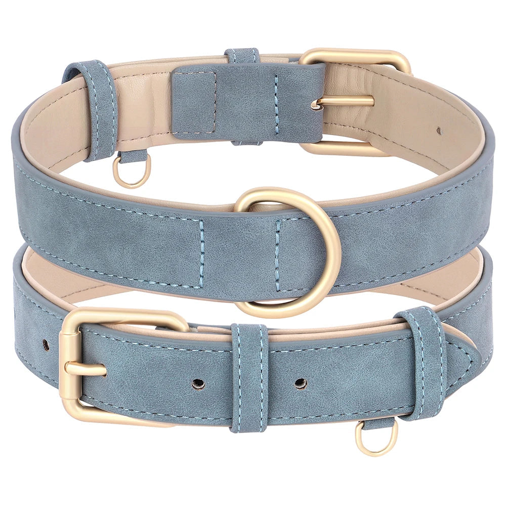 collier bleu et beige en cuir pu solide et imperméable 