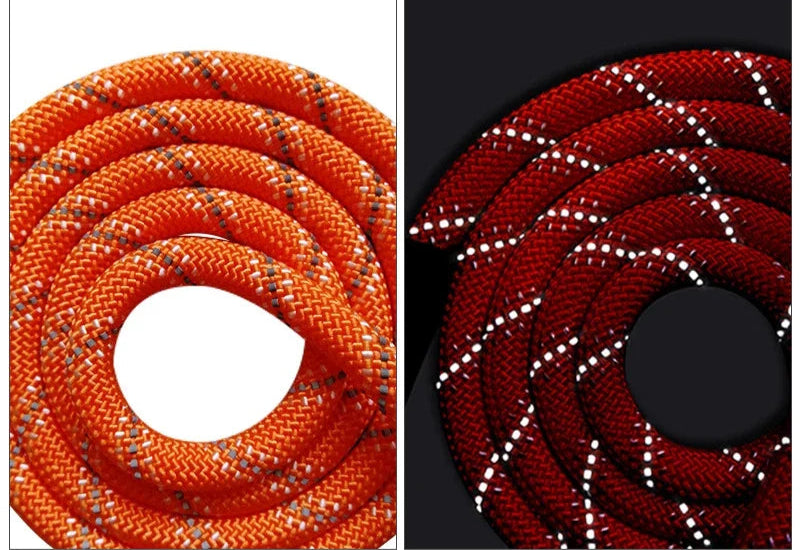 Détail de la corde tressée en nylon avec fil réfléchissant