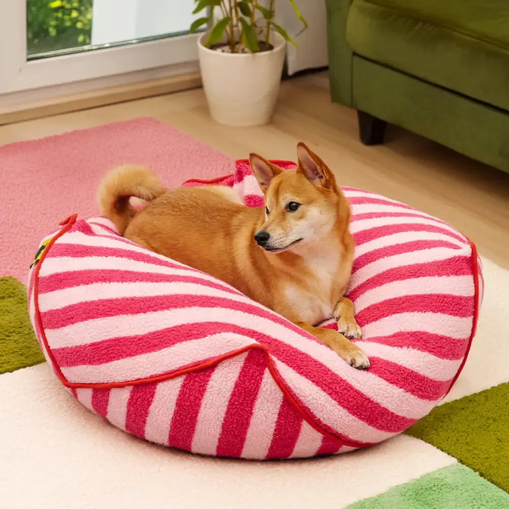 Coussin chien déhoussable rouge et rose confort et sérénité pour vos compagnon