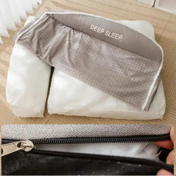 Vue de la housse amovible et lavable du coussin moelleux chien gris avec fermeture éclair