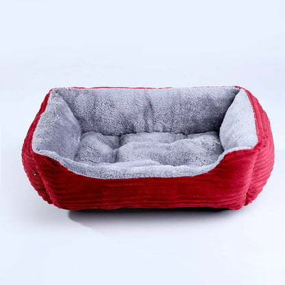 coussin chien velours gris et rouge bicolore doux et solide