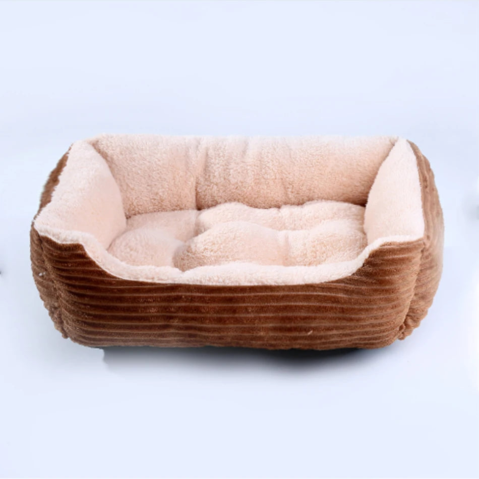 coussin chien velours marron et beige rembourré avec rebords
