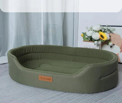 Lit pour chien lavable en tissu Oxford vert – vue latérale