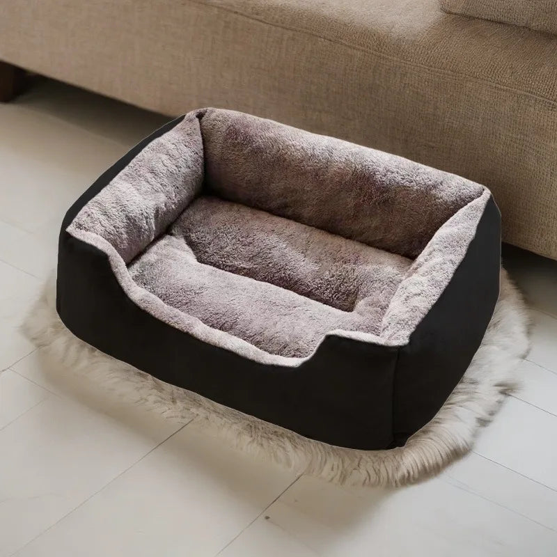coussin noir et gris pour chien, chiot ou chat, matelas douillet et design moderne