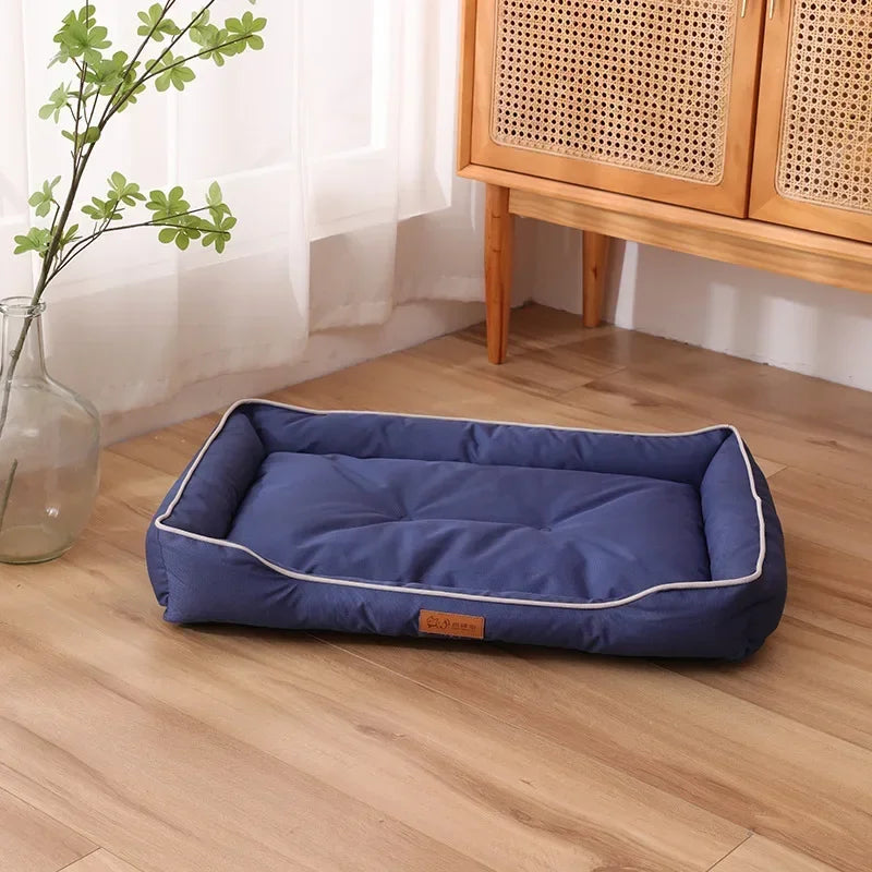Coussin pour chien bleu marine – couchage moelleux avec rebords rembourrés