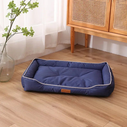 Coussin pour chien bleu marine – couchage moelleux avec rebords rembourrés