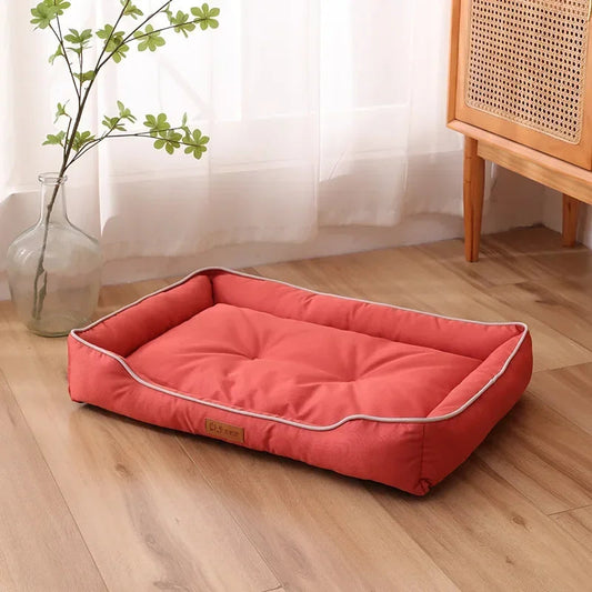 Coussin pour chien rouge – lit confortable lavable en coton et tissu Oxford