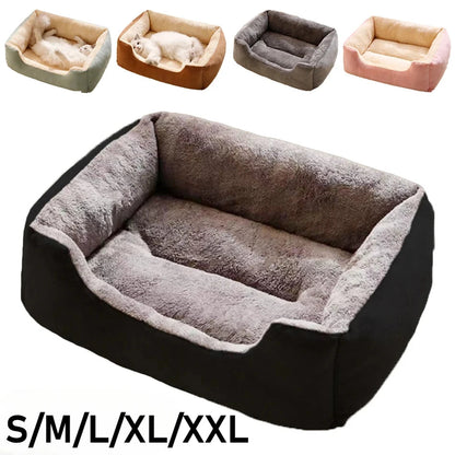 visuel des tailles du coussin en peluche pour chien, du S au XXL