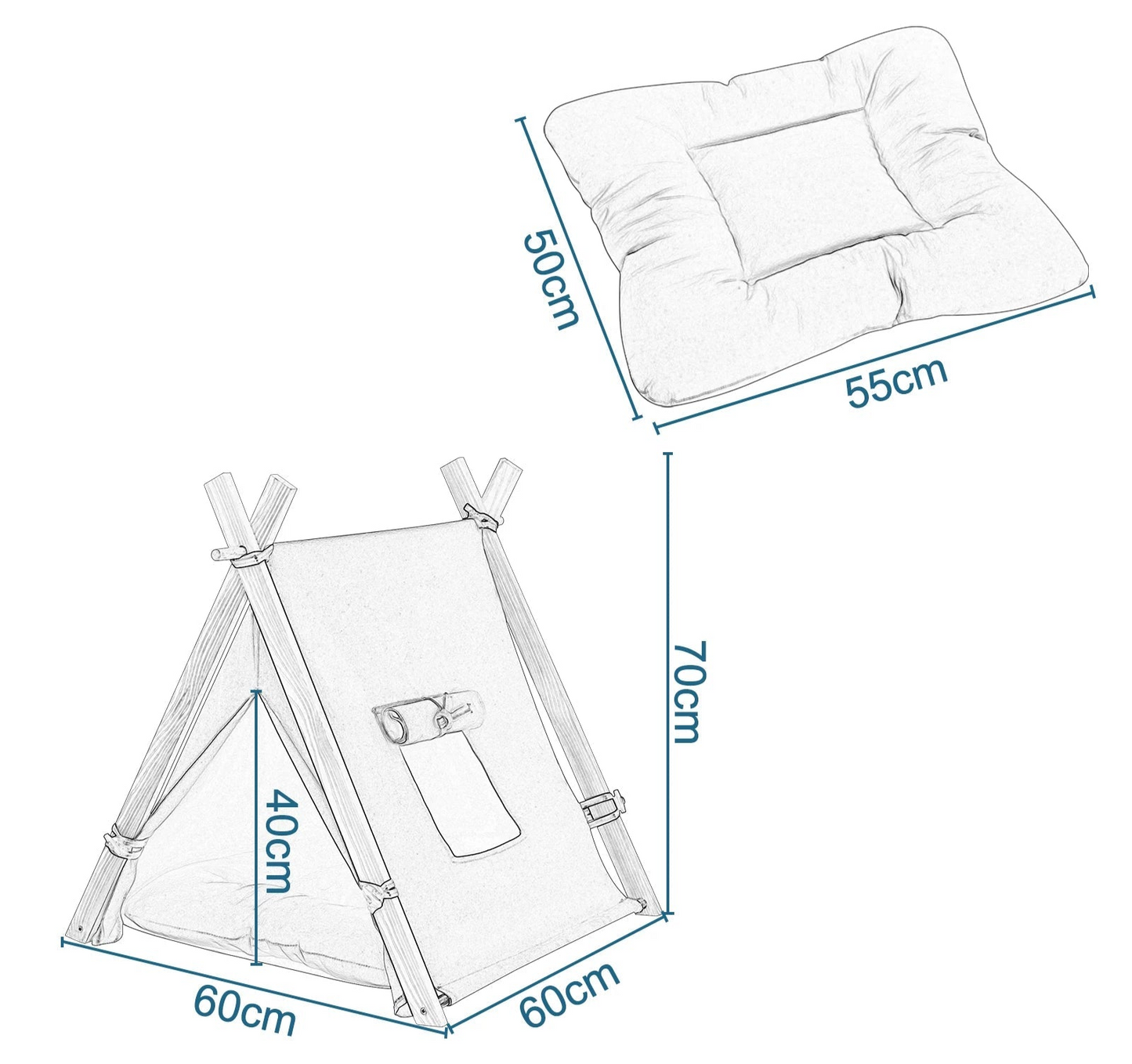 Dimensions du coussin de la niche pour chien – modèle rembourré lavable