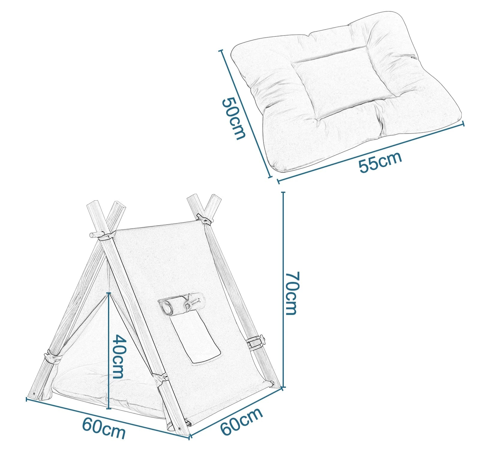 Dimensions du coussin de la niche pour chien – modèle rembourré lavable