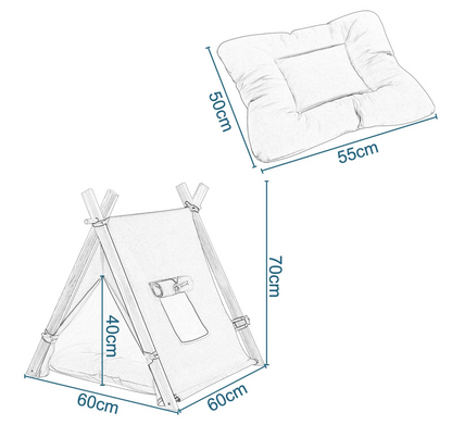 Dimensions du coussin de la niche pour chien – modèle rembourré lavable