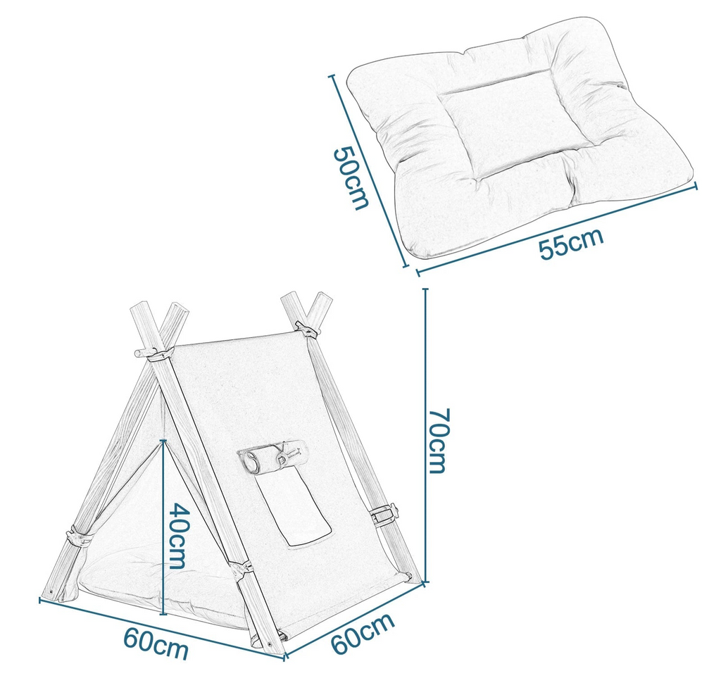 Dimensions du coussin de la niche pour chien – modèle rembourré lavable