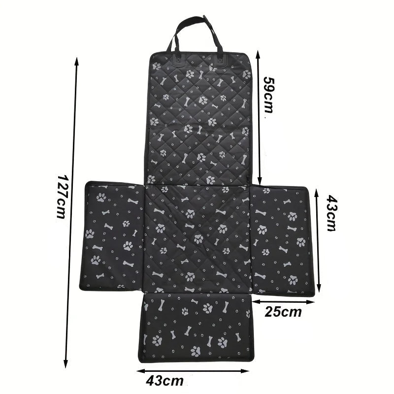 schéma des dimensions de la protection voiture pour chien noire pliable