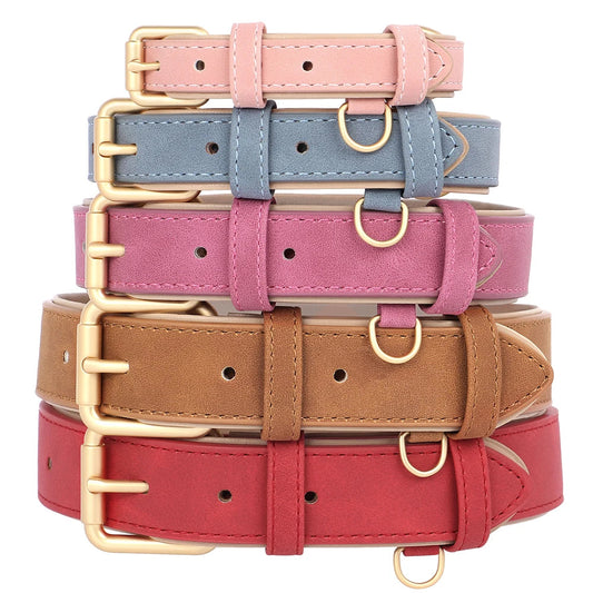 Colliers pour chien en cuir doux, disponibles en plusieurs coloris pastel