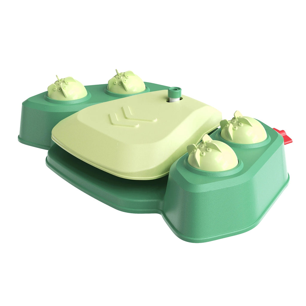 Vue latérale de la fontaine à eau pour chien – système de jets activés par pression