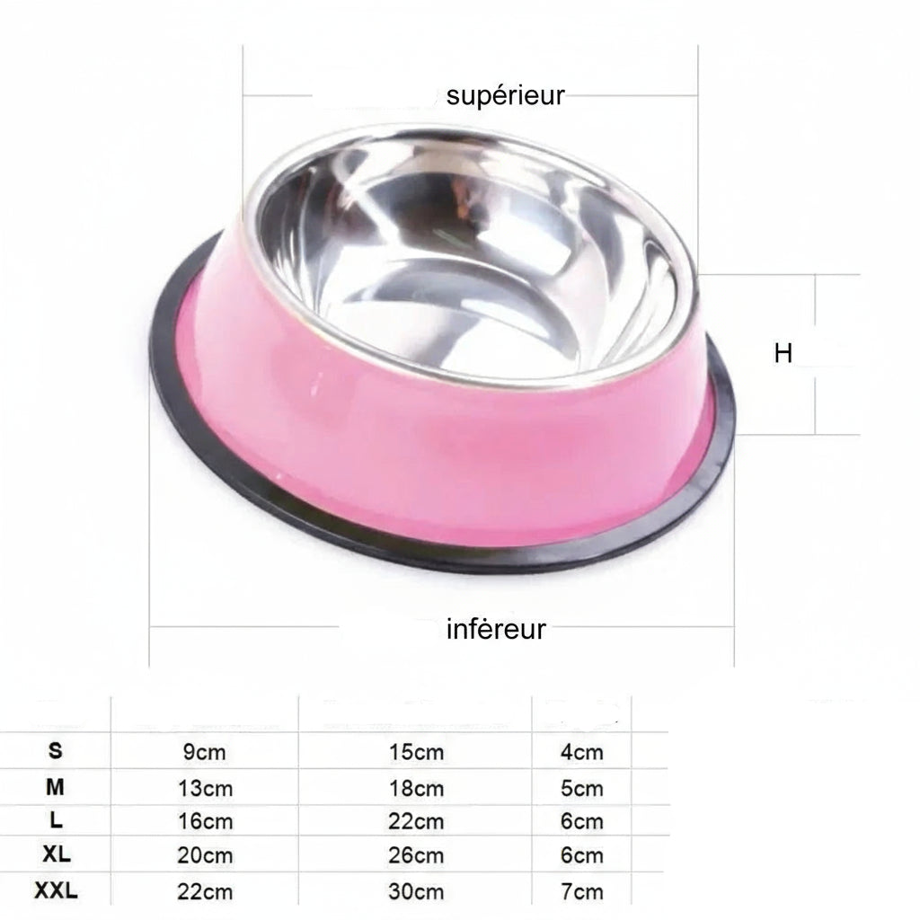 Gamelle personnalisable nom du chien 4 tailles disponible du S au XL - Guide des tailles