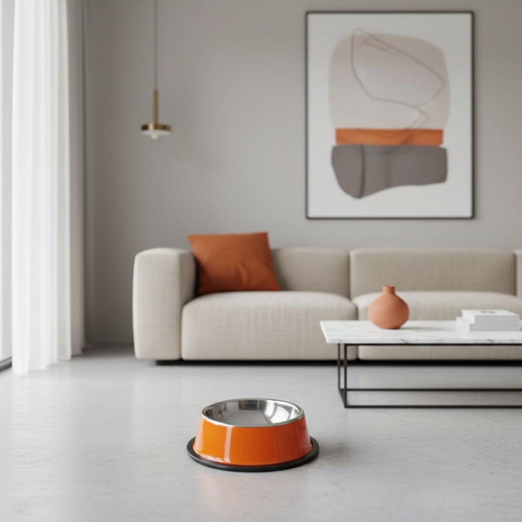 Gamelle pour chien en inox personnalisable orange