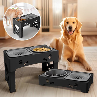 Gamelle Réglable pour chien – Double Bol + Antiglouton + Hauteur Ajustable - Noble Truffe