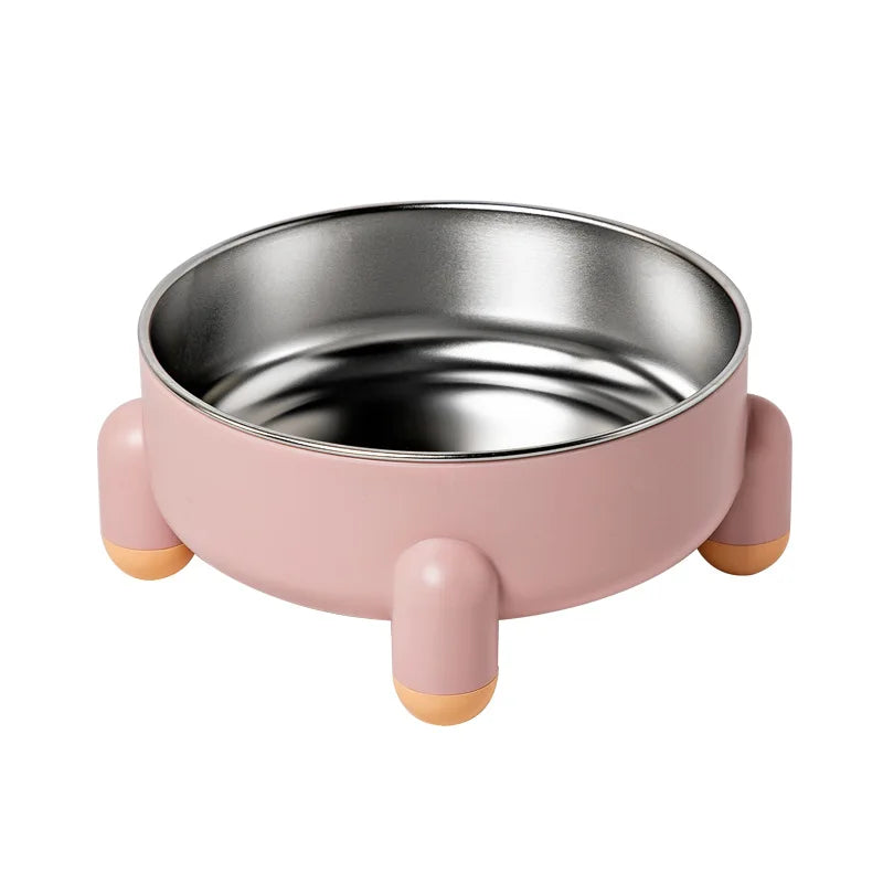Gamelle rose pour chien au design élégant avec pieds antidérapants et bol en inox.