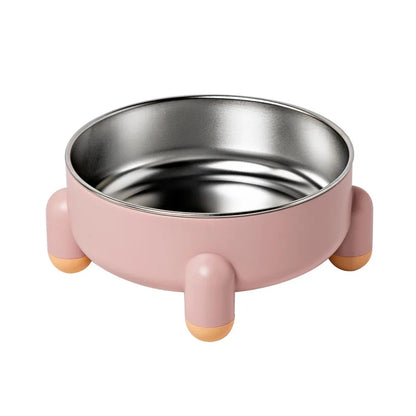Gamelle rose pour chien au design élégant avec pieds antidérapants et bol en inox.