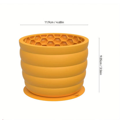 Gamelle jaune taille M : 11,9 cm de diamètre, 9,05 cm de hauteur – parfaite pour chiens moyens.