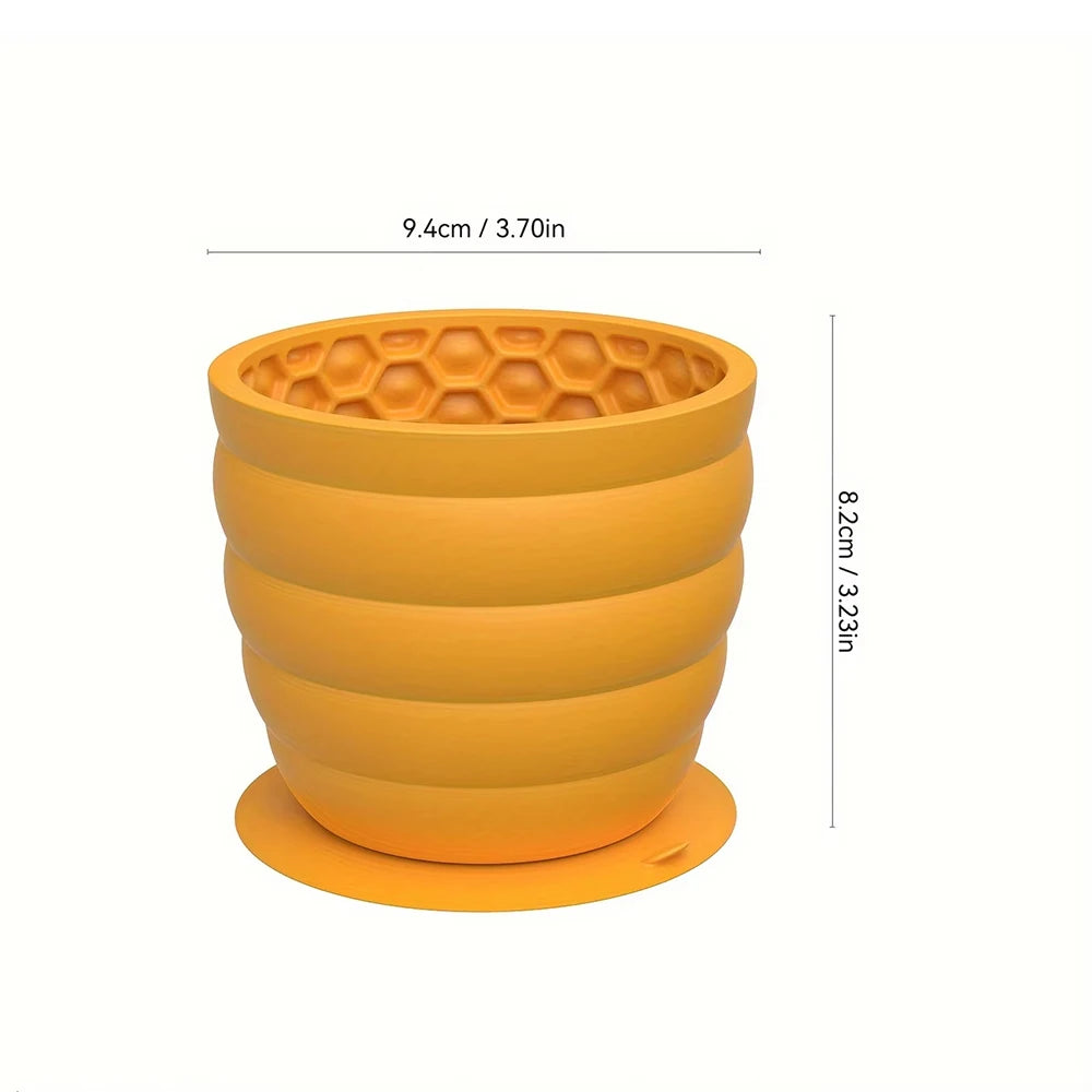 Gamelle jaune taille S : 9,4 cm de diamètre, 8,2 cm de hauteur – idéale pour petits chiens.