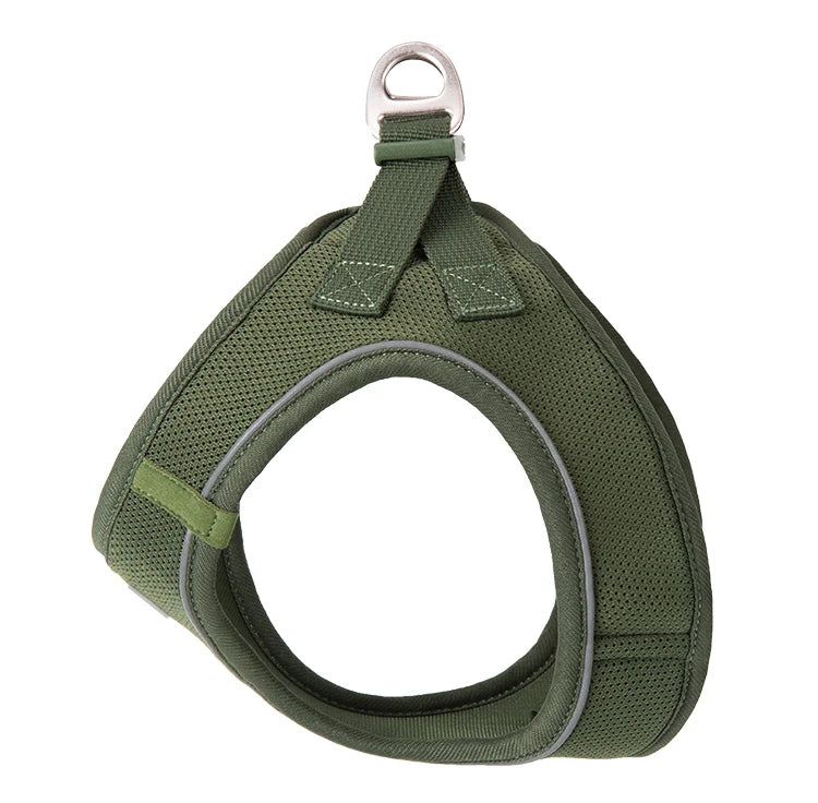 Harnais pour chien en nylon vert olive – modèle simple sans laisse