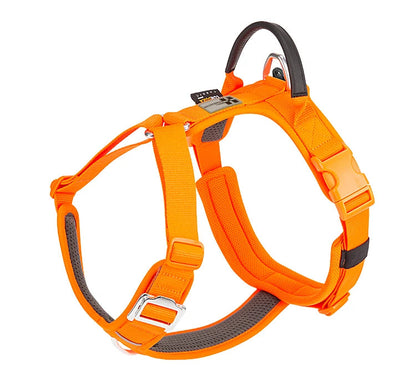 harnais anti-traction réfléchissant orange pour chien avec bandes de sécurité nocturne