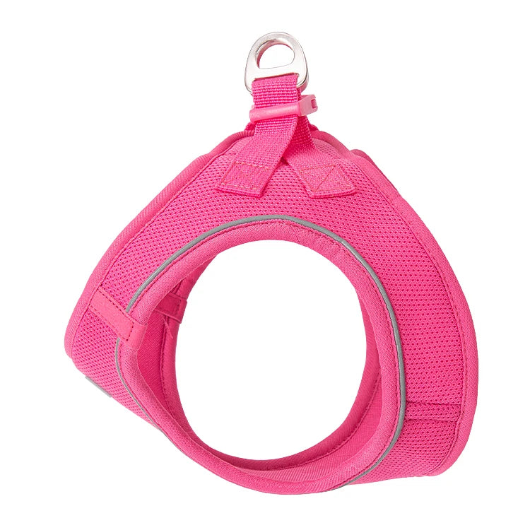 Harnais rose vif pour chien avec tissu rembourré et léger