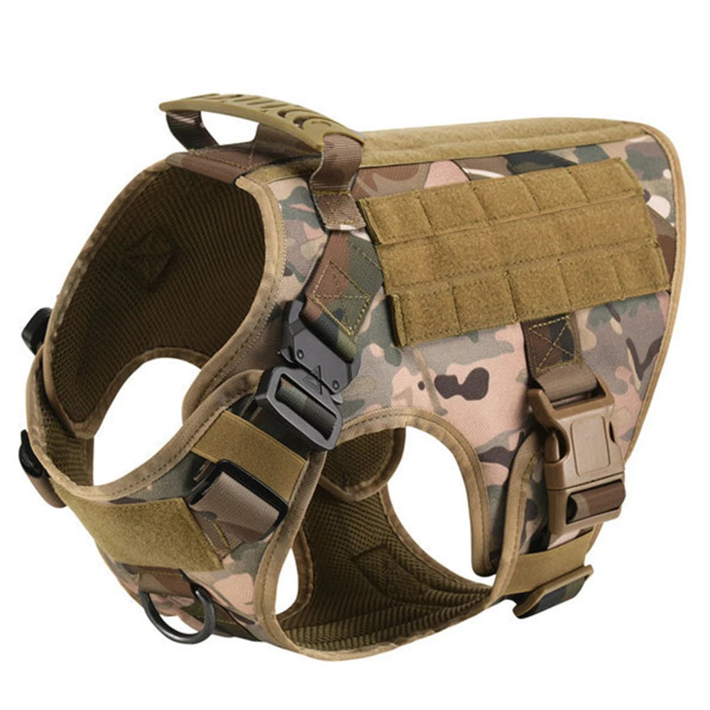 harnais tactique camouflage vu de profil pour grand chien robuste