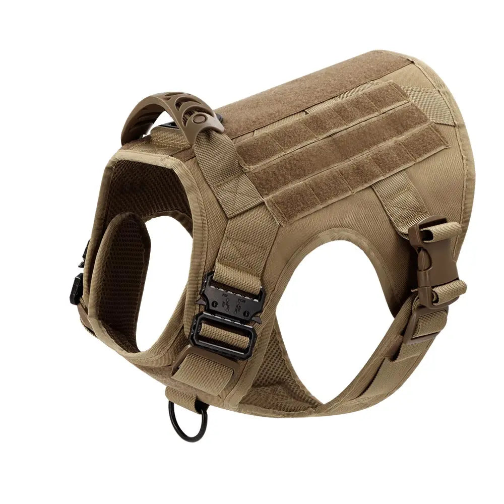 harnais tactique marron vu de profil pour grand chien robuste