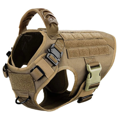 harnais tactique marron vert vu de profil pour grand chien robuste