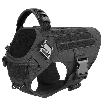 harnais tactique noir pour chien avec coutures renforcées et design uni