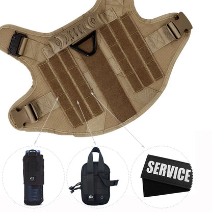 harnais tactique sable pour chien avec coutures renforcées et design militaire