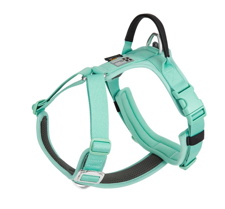harnais anti-traction réfléchissant vert pour chien avec poignée dorsale