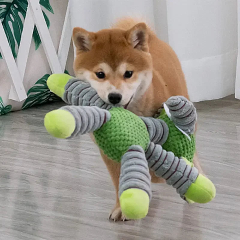 Jouet indestructible pour chien en forme d’éléphant, peluche renforcée 40 cm avec zones torsadées pour mâcher.