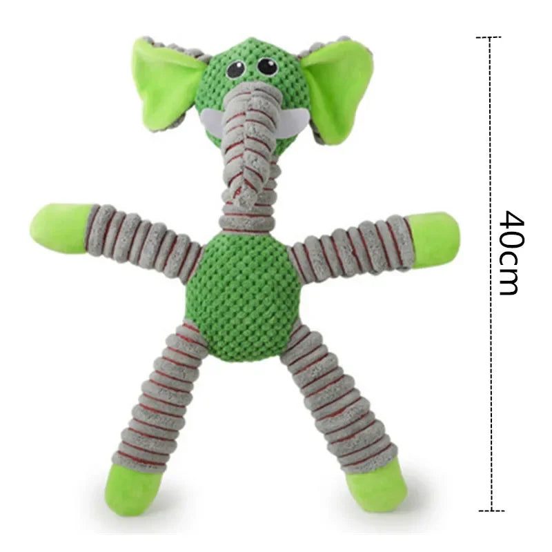 Vue latérale du jouet indestructible pour chien ElephunGrip™, peluche robuste et coutures renforcées.