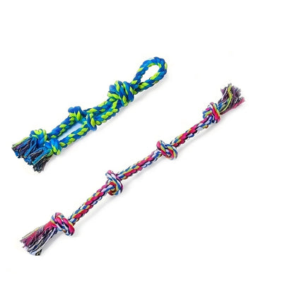 jouet corde bleu et vert pour chien résistant aux morsures et tractions et multicouleur