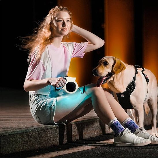 Laisse Rétractable pour Chien Lumineuse – 5 m, Promenade de Nuit - Noble Truffe