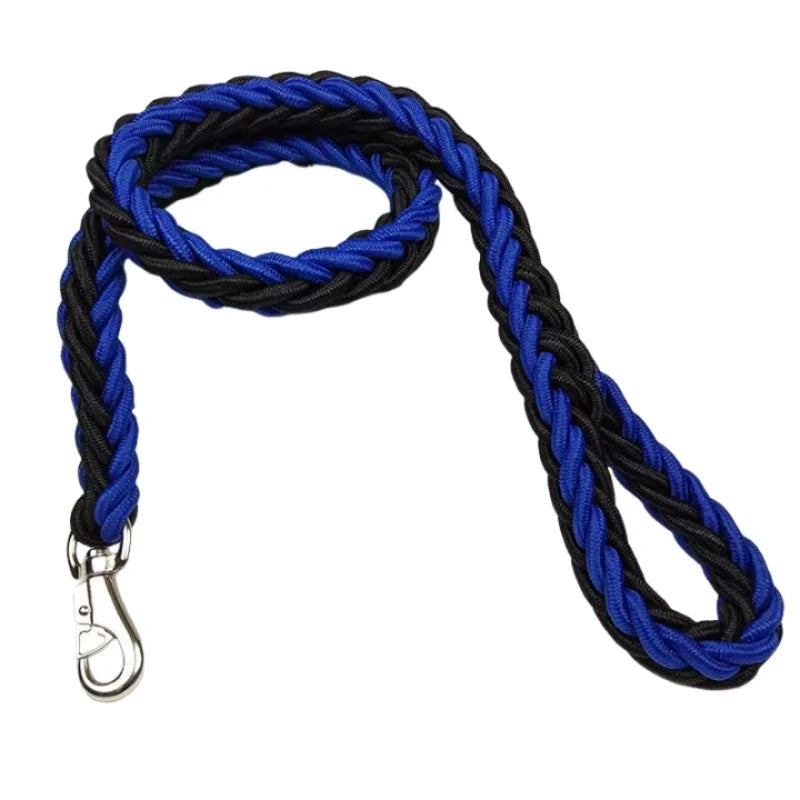 laisse pour chien en nylon tressé bleue et noire robuste