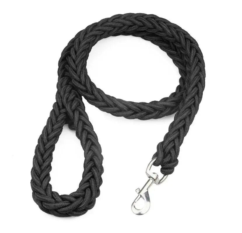 laisse pour chien en nylon tressé noire résistante et durable