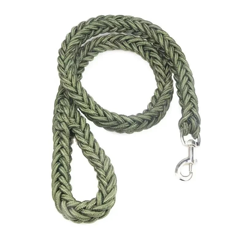 laisse pour chien en nylon tressé verte robuste avec poignée confortable