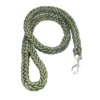 laisse pour chien en nylon tressé verte robuste avec poignée confortable