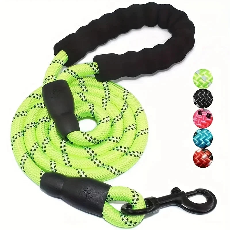 laisse pour chien verte fluo réfléchissante avec corde nylon résistante