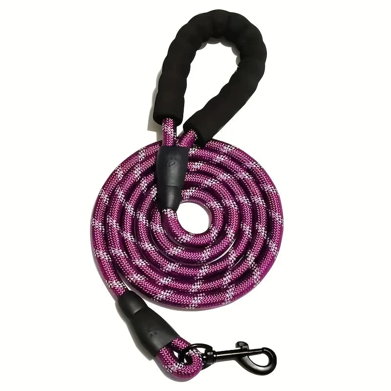 laisse pour chien violette avec corde robuste et bandes réfléchissantes