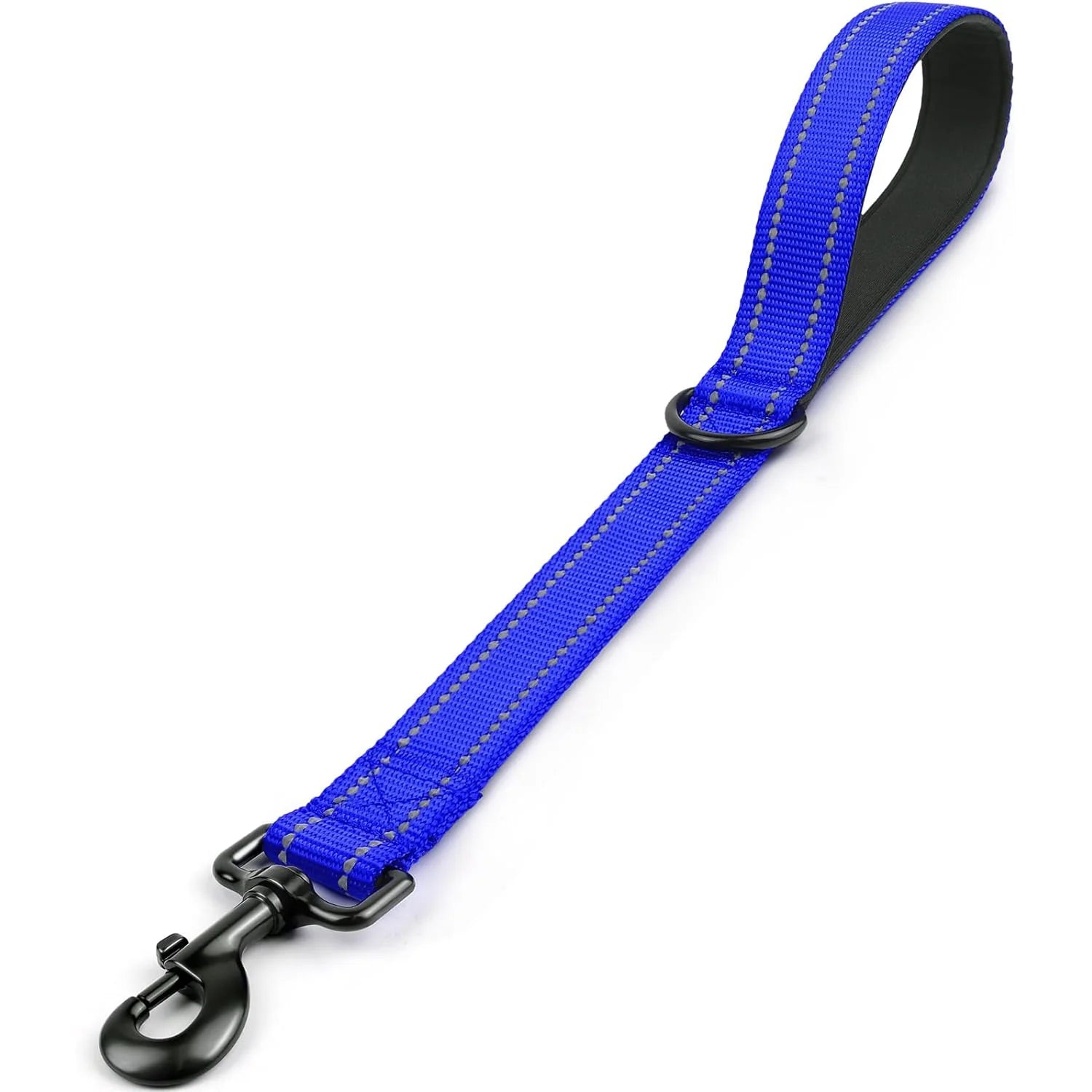 laisse courte pour chien bleu foncé avec poignée renforcée et mousqueton métal